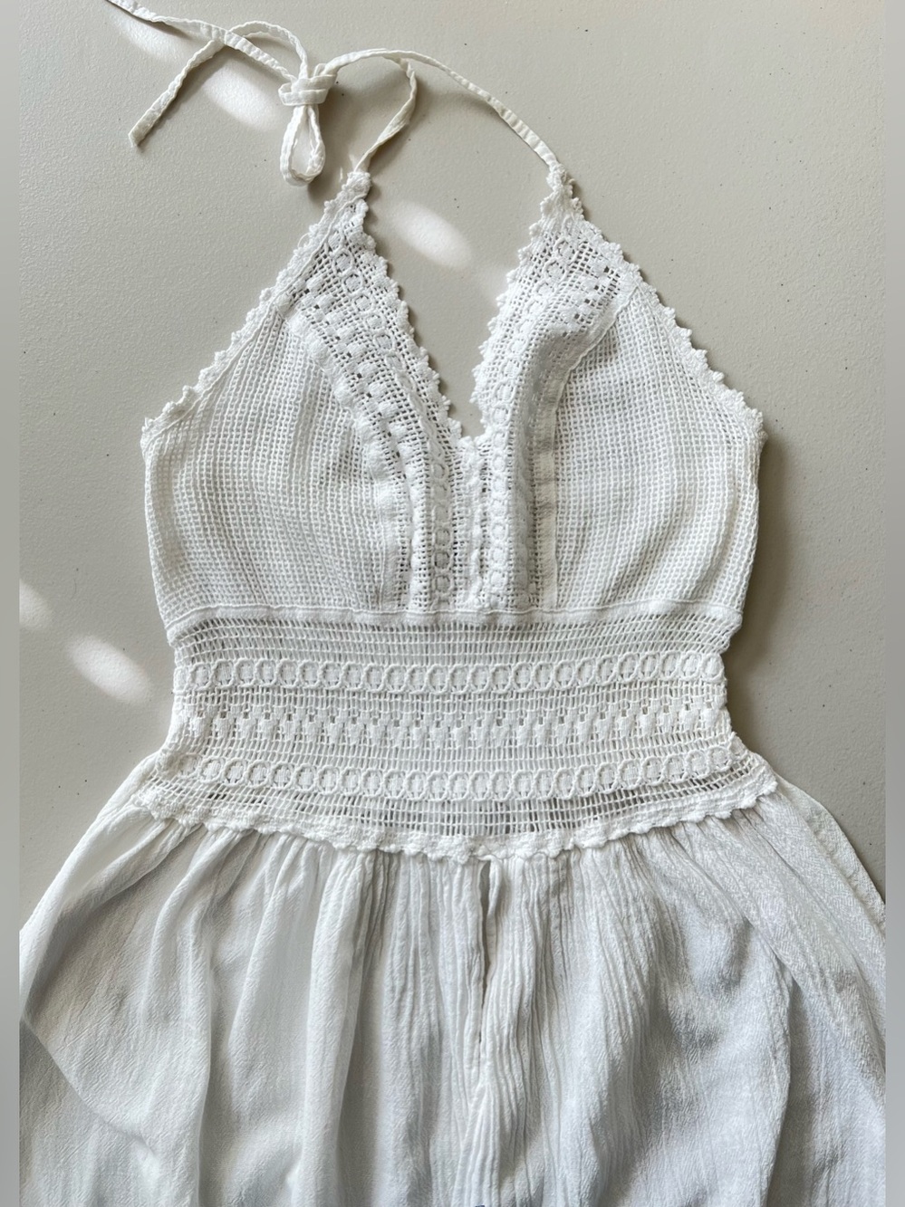 Seaspice Arabella Panel High Slit Midi Dress XL White Crochet Halter Resort - Picture 9 of 13